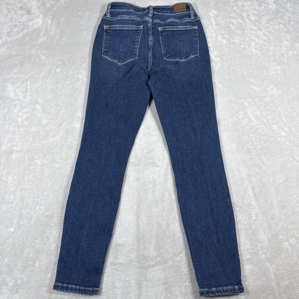 Judy Blue Skinny Fit Pleated Dark Wash Jeans Women's Size 1/25 (25X28) Stretch - Picture 3 of 9